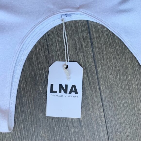 Revolve LNA Teresitas Crop Top Cut Out Cold Shoulder Boat neck White Small - Picture 9 of 13